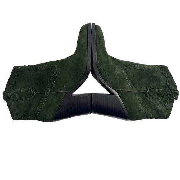 NEW Marc Fisher‎ Gona Western Bootie Dark Green Suede Leather Fall Boots 6 Shoes - Picture 5 of 9